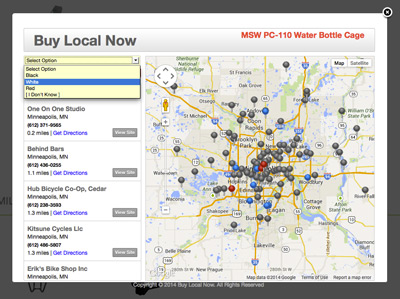 Product options in Buy Local Now window